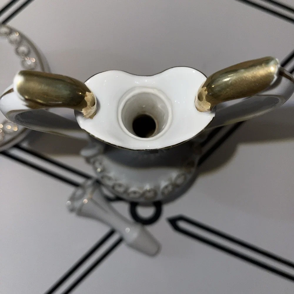 Irice Vintage Vanity Set White w Gold‎ Accent And Applied Floral